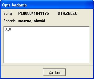 2.1. Badania ogólne Zakładka badania ogólne zawiera z lewej strony listę badań (daty badania, oraz zakład w którym przeprowadzono badanie).