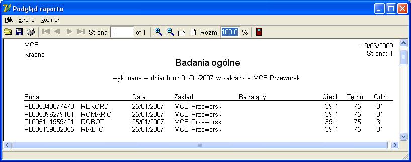 Po wpisaniu każdego kolejnego znaku, system będzie zawężał listę do buhajów, których numery pasują do wpisanego ciągu.