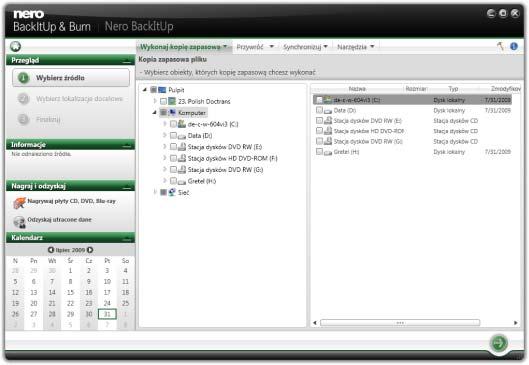 6 Tworzenie kopii zapasowych plików Tworzenie kopii zapasowych plików Nero BackItUp umożliwia wykonywanie kopii zapasowych plików.