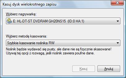 Narzędzia 1. Podłącz wymienny nośnik do komputera. 2. W rozwijanym menu Nośniki wymienne wybierz nośnik wymienny. 5. Kliknij przycisk.