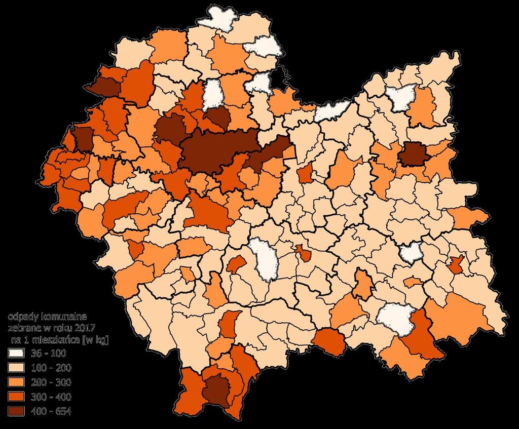 Odpady Masa odpadów komunalnych na mieszkańca [kg] (2017 r.