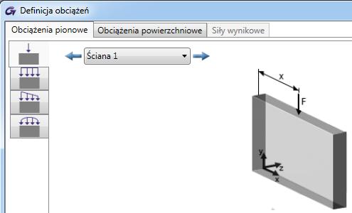 zdefiniowania otworów: umożliwia definicję obciążeń pionowych