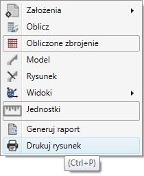 Drukuj wszystkie przęsła - dostępne tylko na module Belka, umożliwia bezpośrednie drukowanie rysunków dla wszystkich przęseł belki wieloprzęsłowej.