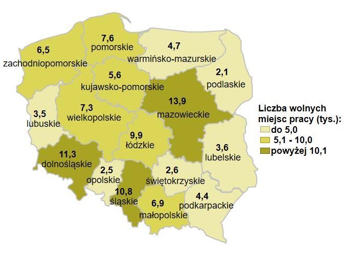 W województwie pomorskim od trzech miesięcy zmniejsza się liczba wolnych miejsc pracy i miejsc aktywizacji zawodowej. Polska Woj.