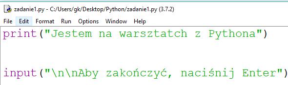 Aby okno z wykonanym programem zamknęło się automatycznie po wyświetleniu napisu,