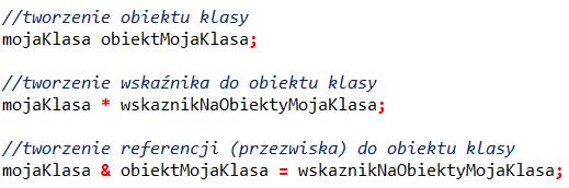 Tworzenie obiektów Obiekt to indywidualne wystąpienie klasy.