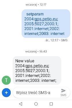 konfigurację podstawową dla właściwego operatora za pomocą Komend SMS dostępnych w konfiguracji