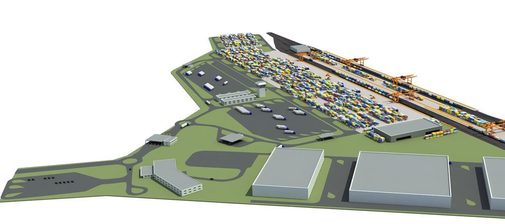 Informacje o inwestycji Wstępne parametry inwestycji: Teren inwestycyjny o powierzchni całkowitej: 61,9 ha Powierzchnia operacyjna terminala intermodalnego: 25 ha Powierzchnie magazynowe i