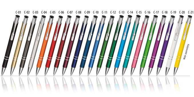 4 Długopis metalowy - kolor róŝne kolory; - wkład długopisu wymienny w kolorze niebieskim lub czarnym; - wymiar ok.