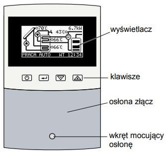 4. Podstawowe obsługa regulatora Opis panelu. Rys. Rozmieszczenie elementów na panelu czołowym regulatora.