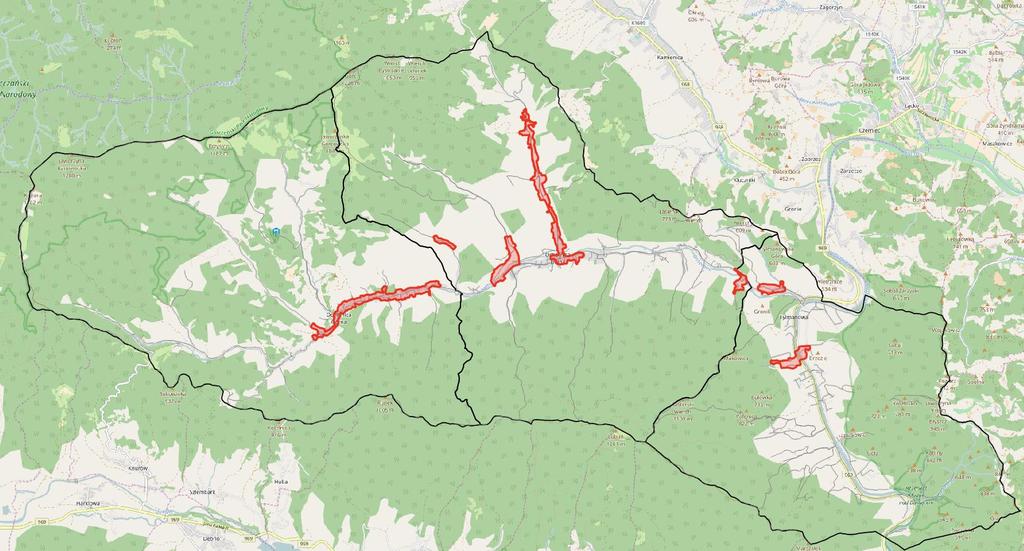 Lokalizacja obszarów rewitalizacji Nr 7. Młynne Nr 1. Ochotnica Górna Nr 2.