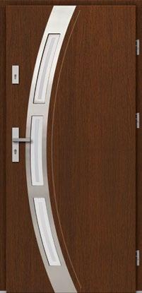 dekoracyjny INOX + ozdobny frez Na wizualizacji drzwi w kolorze. Klamka F6 (inox).