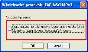 metody uwierzytelniania i klikamy na przycisk Konfiguruj i w kolejnym