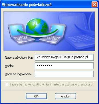 8. Podajemy nasze NIU, po którym wpisujemy @ue.poznan.