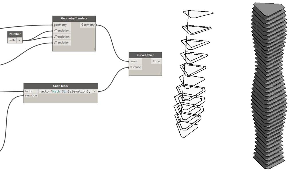 Aby utworzyć stropy na każdym z wygenerowanych poziomów konieczne jest przekształcenie krzywych na obrysy złożone z linii i łuków (podobnie, jak ma to miejsce podczas tradycyjnego szkicowania