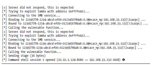 Porównaj zmienne LHOST (1) i RHOST (2) z informacjami o sieci wyświetlanymi przez ifconfig (3). Nasza opcja LHOST określa adres IP naszej atakującej maszyny.