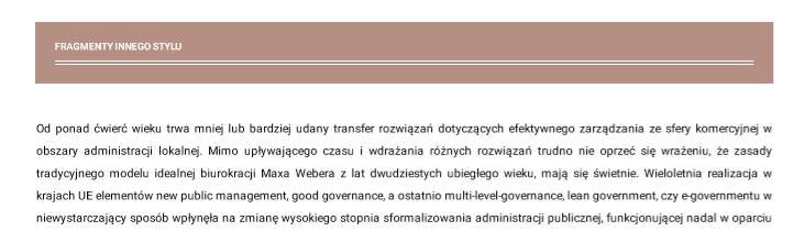 tekście, zapożyczenia i fragmenty innego stylu można podejrzeć w tekście pracy w