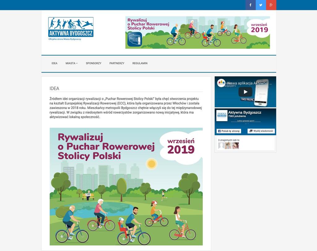 Strona WWW Rowerowa Stolica Polski Na czas Rywalizacji zostanie uruchomiona zakładka poświęcona Rowerowej Stolicy