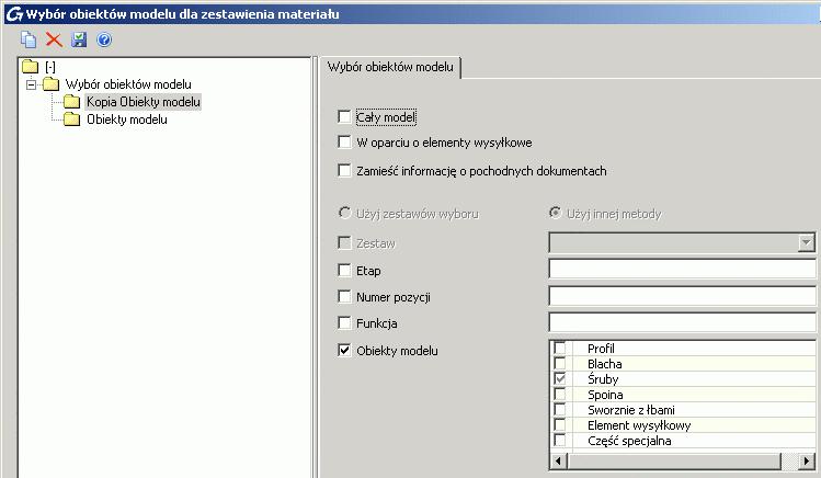 Przykład: Utwórz wyciąg informacji dla wszystkich profili z modelu 1.