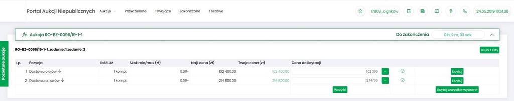 Licytacja odbywa się w analogiczny sposób