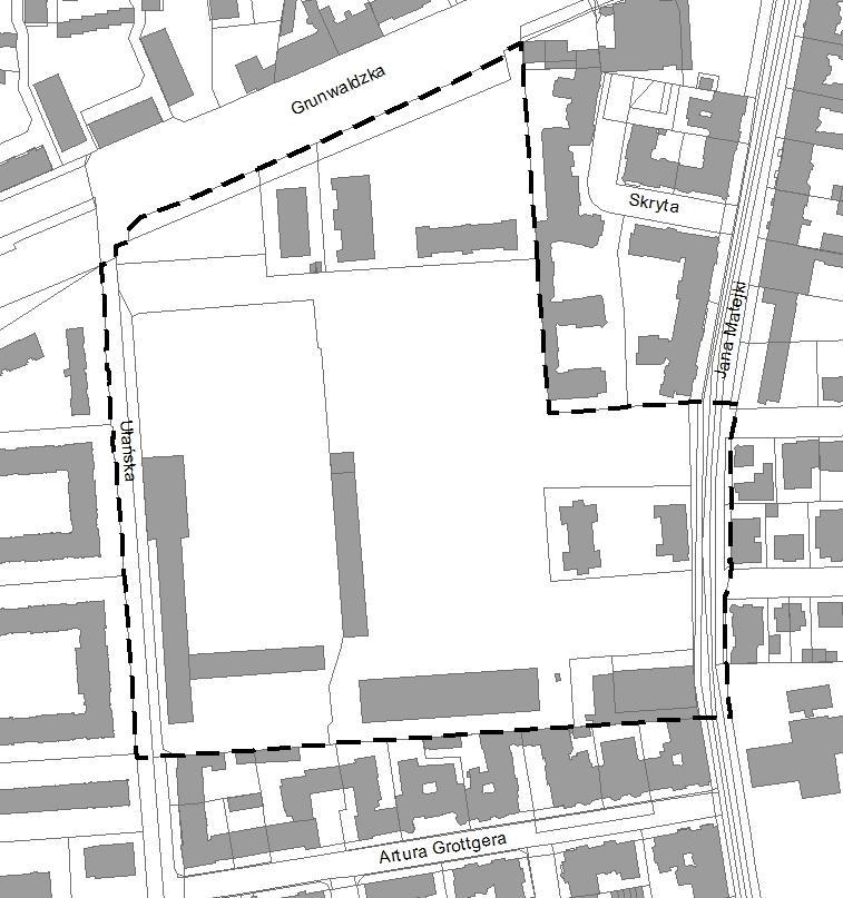 W rejonie ulic Ułańskiej i Grunwaldzkiej w Poznaniu granica projektu mpzp Uchwała nr LIV/981/VII/2017 Rady Miasta Poznania z dnia 26 września 2017r.