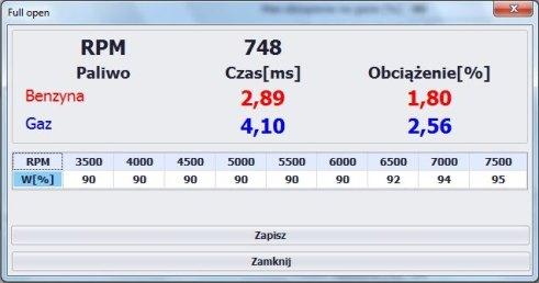 Funkcja umożliwia wykorzystanie dwóch dedykowanych map dotrysku benzyny.