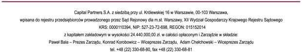 ROZSZERZONY SKONSOLIDOWANY RAPORT KWARTALNY GRUPY KAPITAŁOWEJ CAPITAL PARTNERS ZA I KWARTAŁ 2016 R. Zawierający: I. Informacje podstawowe o Grupie owej Capital Partners.. str. 2 II.