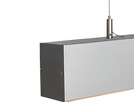OPIS Oprawa liniowa LED, do zamocowania na zawiesiach lub bezpośrednio na suficie za pomocą uchwytów nastropowych.