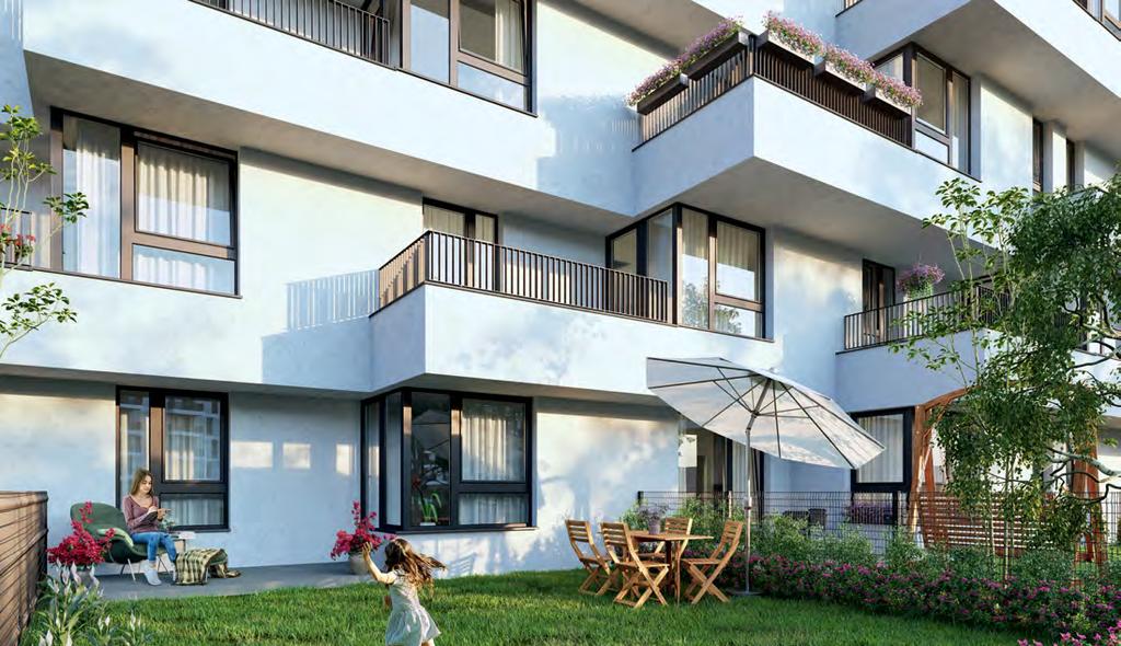 Przestronne balkony przynależne do większości mieszkań zaprojektowano w taki sposób, aby nie graniczyły ze sobą.