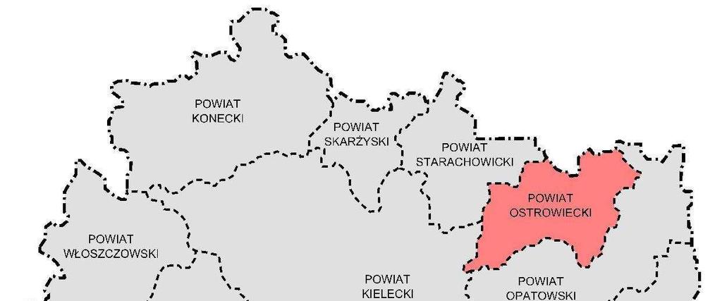 Strona 20 z 245 Rysunek 1 Położenie powiatu ostrowieckiego na tle województwa Źródło: Opracowanie własne. 2.2 Uwarunkowania społeczno-gospodarcze 2.2.1 Informacje ogólne dotyczące powiatu W skład powiatu ostrowieckiego wchodzą następujące gminy: Ostrowiec Świętokrzyski, Kunów, Ćmielów, Bodzechów, Bałtów, Waśniów.