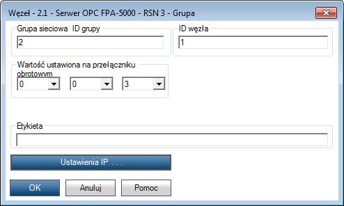 ustawioną na przełączniku obrotowym znajdującym się z tyłu panelu, w zakładce ustawienia IP