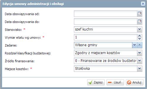 62 Materiały dla uczestnika instruktażu 6. Analogiczne czynności wykonaj we wszystkich umowach pracowników administracji i obsługi.