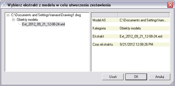 Rysunek 202: Edytor szablonu lista dostępnych szablonów zestawień elementów Advance pozwala na wybór istniejących szablonów lub utworzenie własnych.