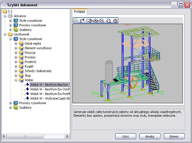 Zarządzanie rysunkami Zarządcy dokumentów Advance Steel daje możliwość stałego i szybkiego monitoringu projektu.