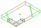 Obróbki blach wstawiane są w modelu jako zielone obrysy. Krawędzie obróbki są zawsze prostopadłe do płaszczyzny blachy.
