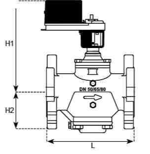 WYMIARY I WAGI (NOMINALNE) (wymiary w mm za wyjątkiem uwag) Model DN L H1 H2 Waga' (kg.) SM.3.X 50 224 246 95 13.0 65 80 SM.4X 80 320 290 135 34.0 100 35.0 (SM.4.3) SM.5X 125 422 338 180 61.