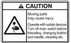 [3] Etykiety ostrzegawcze Na maszynie znajdują się następujące etykiety ostrzegawcze. Prosimy postępować zgodnie z instrukcjami na etykietach podczas używania maszyny.