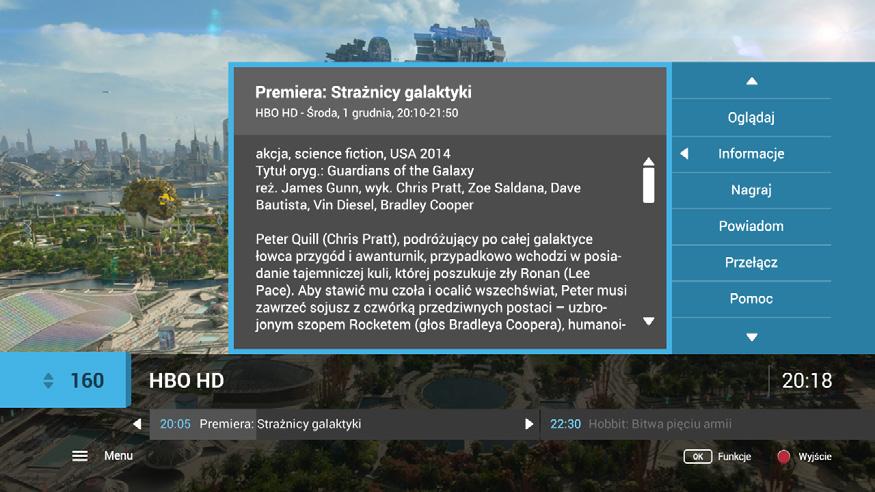 3. OGLĄDANIE TELEWIZJI WŁĄCZANIE TRYBU TELEWIZYJNEGO TV NAPISY I ŚCIEŻKI DŹWIĘKOWE Po włączeniu dekodera na ekranie pojawia się TV portal.