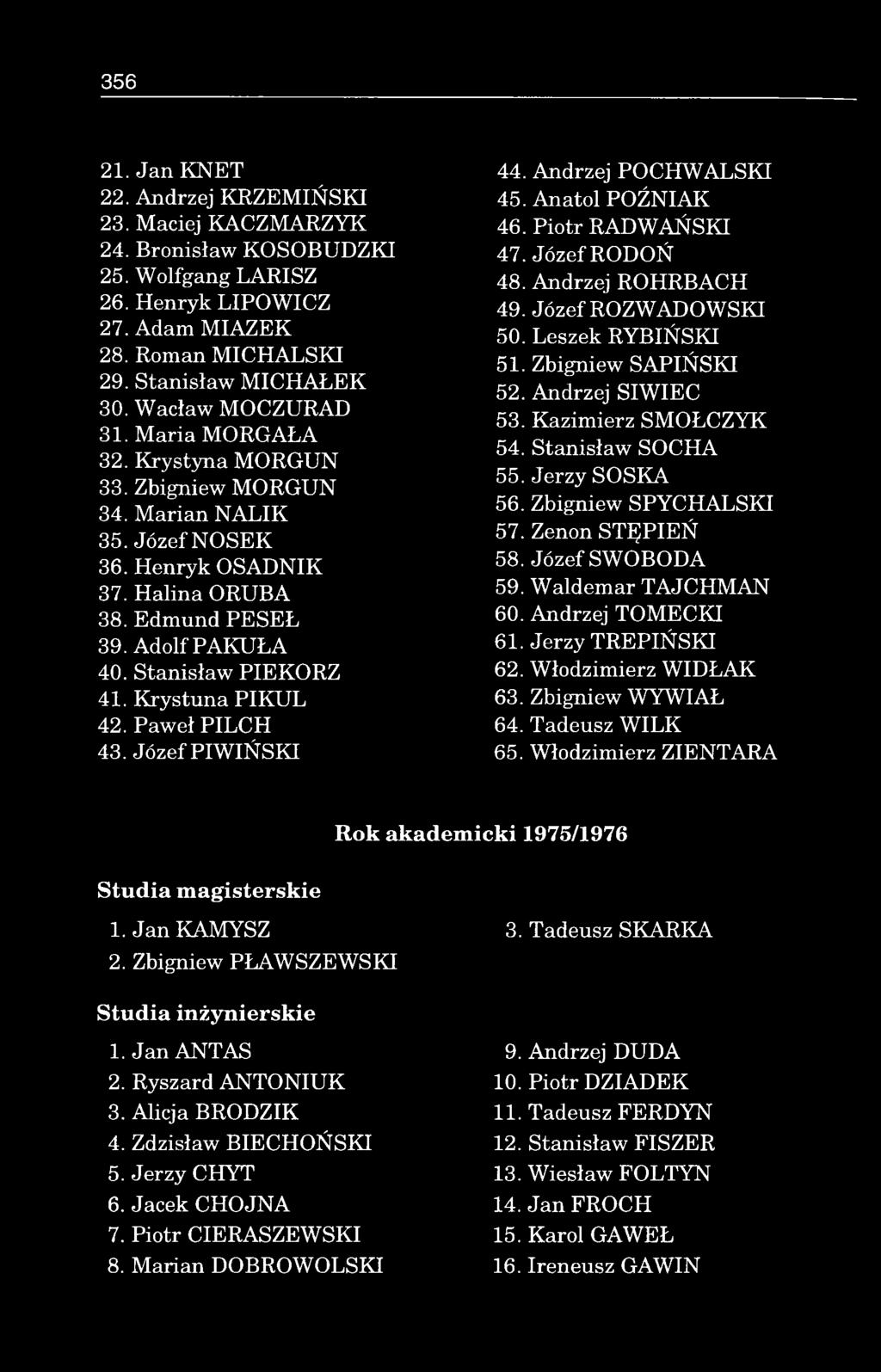 Edm und PESEL 39. A d o lf P A K U ŁA 40. Stanisław PIEKORZ 41. K rystuna P IK U L 42. Paweł P ILC H 43. Józef P IW IŃ S K I 44. Andrzej PO CHW ALSKI 45. A natol PO ŹN IA K 46. P io tr R ADW AŃSKI 47.