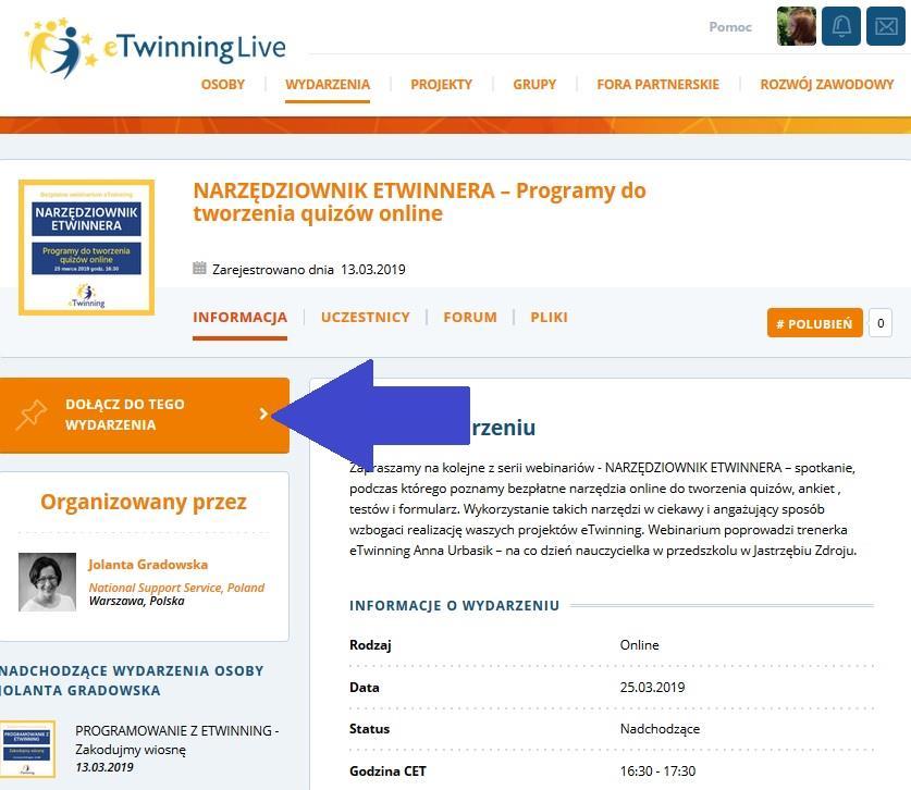 Wydarzenia online Bezpłatnie na platformie etwinning LIVE Webinaria: Narzędziownik