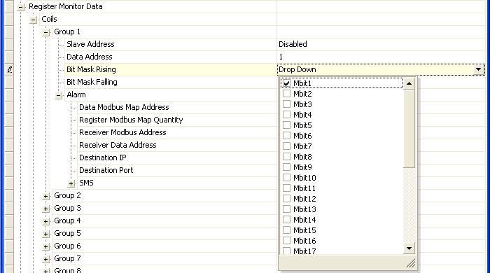 6.2 Rejestry bitowe Parametry dla rejestrów bitowych (coils, discretes) podzielone są na grupy.