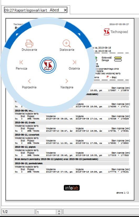 4. Przeglądanie bieżącego raportu. Po otwarciu okna raportów wyświetlany jest zawsze ostatni wygenerowany raport.