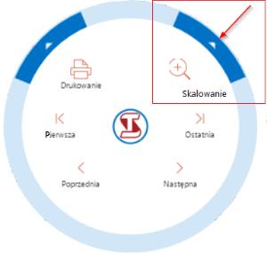 Zmiana skali wyświetlania strony za pomocą wstążki. Zmiana skali wyświetlania strony za pomocą menu kontekstowego.