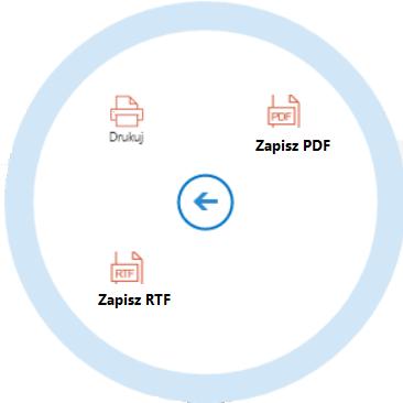 Po kliknięciu w "Zapisz PDF" raport zostaje zapisany jako plik PDF. Po kliknięciu w "Zapisz RTF" raport zostaje zapisany jako plik RTF. 8.2 Eksport raportów z listy.