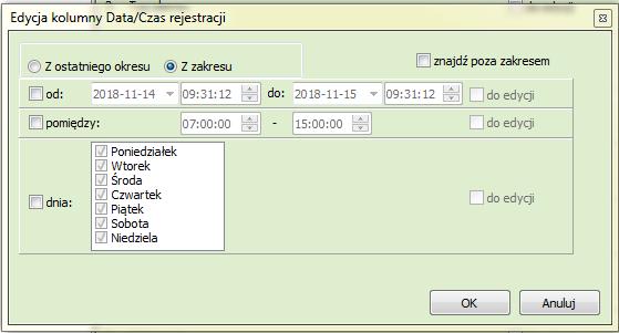 liczbę ( z zakresu od 1 do 30); format (dni, miesiące, lata). Wyświetlane są zdarzenia tylko z wybranego zakresu.