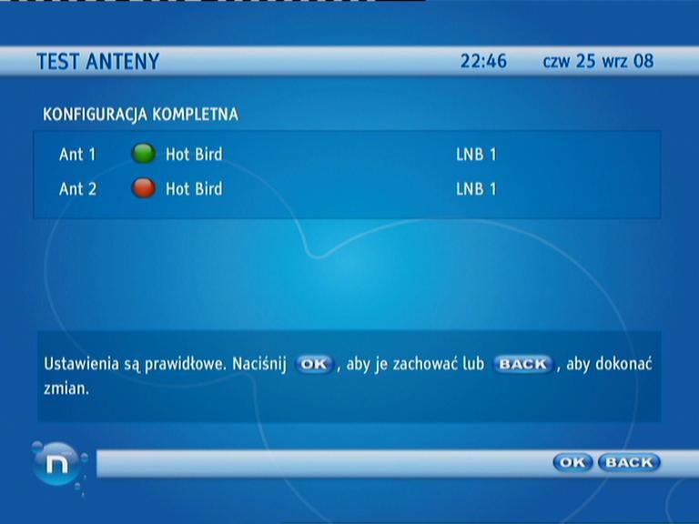 Strona 3 z 5 Jej wyłączenie umożliwia opcja WYŁĄCZ z ekranu USTAWIENIA ANTENY (sposób jego otwarcia opisano wcześniej) uruchamiana klawiszem żółty na pilocie, zgodnie z opisem na pasku informacyjnym.