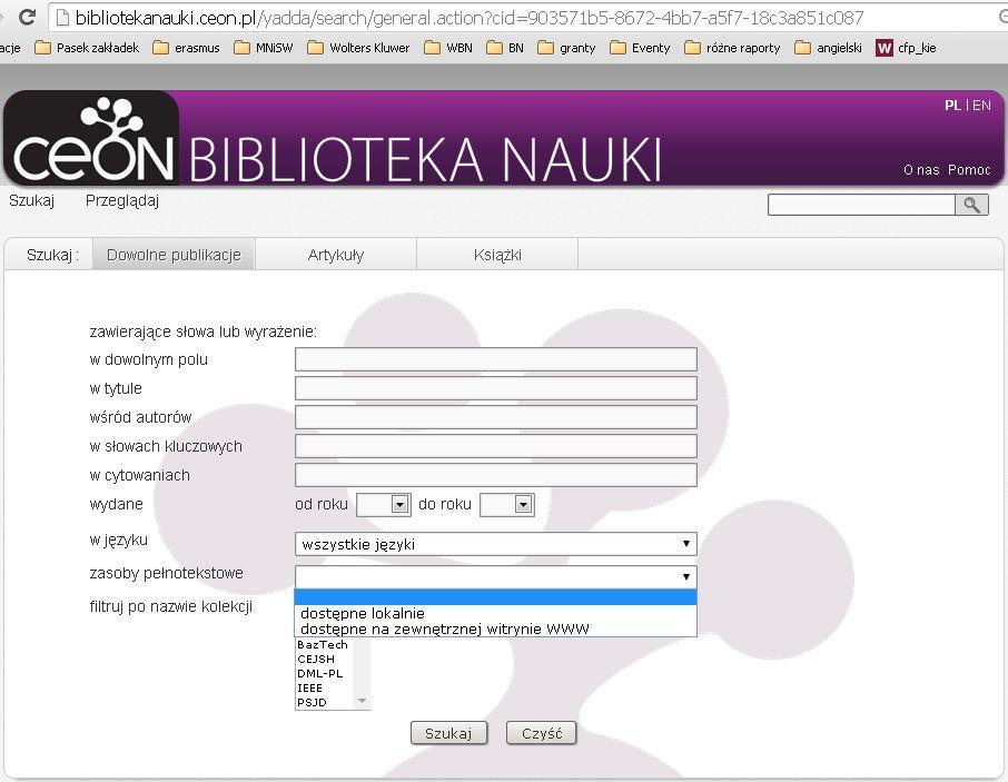 OTWARTA NAUKA CEON Biblioteka Nauki umożliwia dostęp do największych w Polsce zbiorów cyfrowych zasobów naukowych Jest bazą bibliograficzną, abstraktową i pełnotekstową. Tzn.