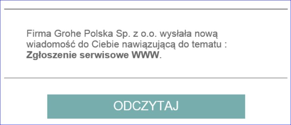 Wiadomość po otwarciu wyświetla całą historię zgłoszenia oraz umożliwia przesłanie wiadomości do serwisu z możliwością dodania załączników wszystko z referencją do