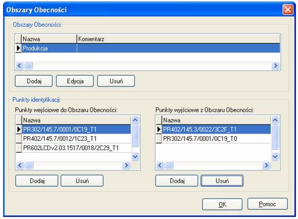 Rejestracja Czasu Pracy w systemie RACS 4 Podstawowa z poziomu programu PR Master - Definiowanie Obszarów Obecności poprzez wskazanie punktów (Terminali) wejściowych i wyjściowych do/z obszaru -