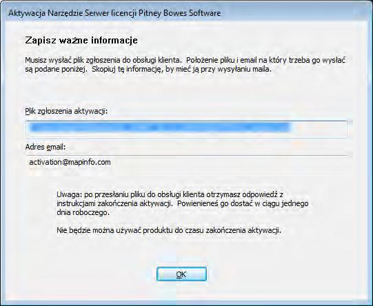 Korzystanie z narzędzia Serwer licencji Transfer email Transfer email wymaga wymiany maili z Pitney Bowes Software gdzie tworzysz plik zgłoszenia transferu i wysyłasz do Pitney Bowes Software.